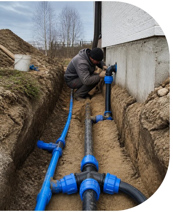 Монтаж наружного водопровода на участке под ключ в Обнинске